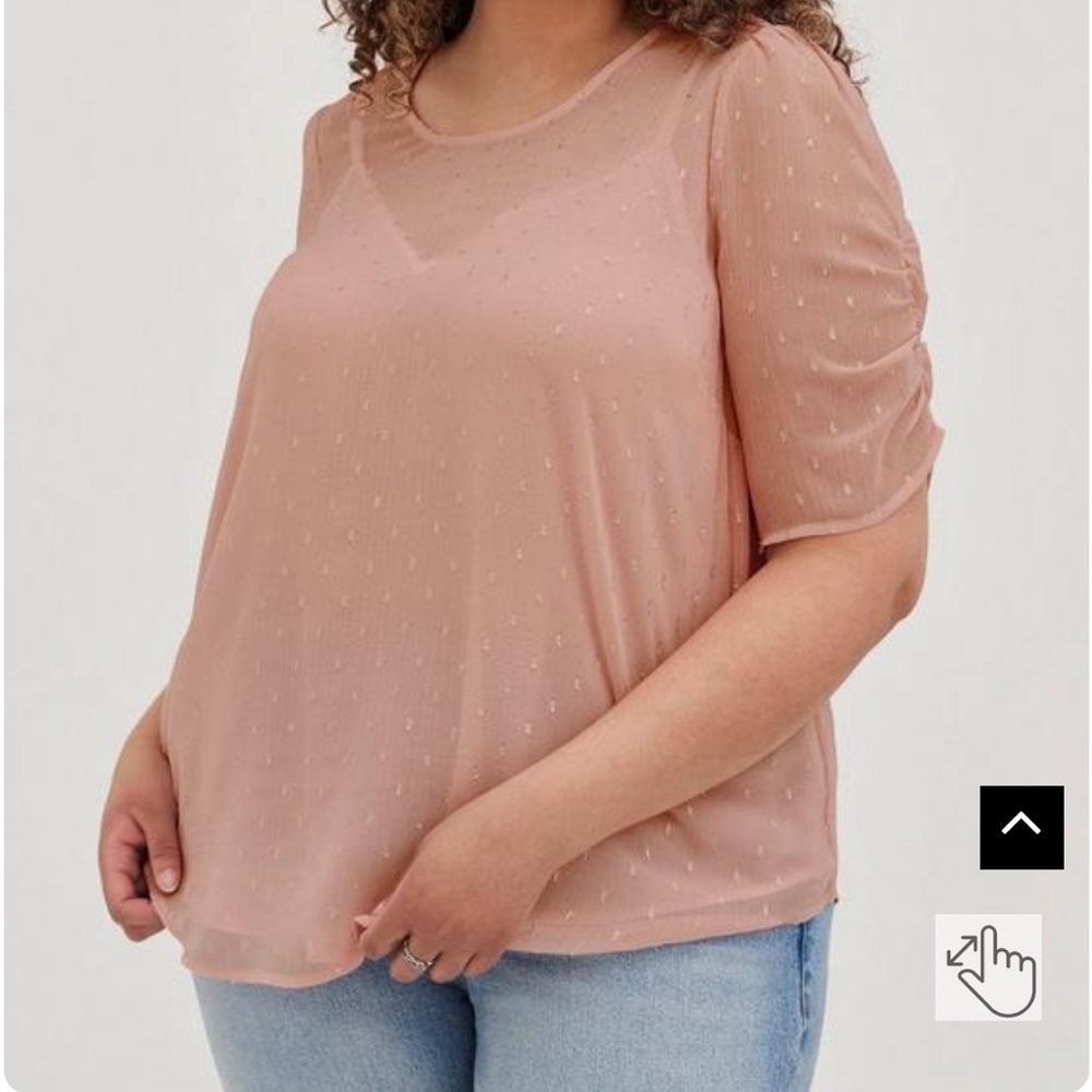 Chiffon Lurex Ruched Sleeve Blouse